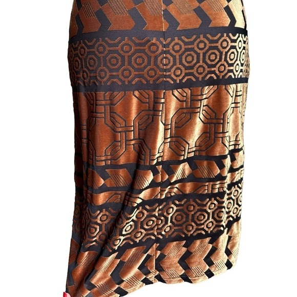 Nicole Miller STUDIO Black/Bronze Burnout Stretch Velvet Slip Dress Size 4 - Picture 7 of 17